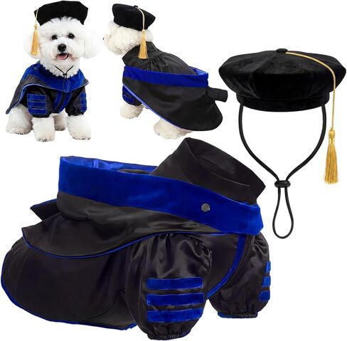 Huhumy 3 Pcs Dog Cat Graduation Doctoral Costume Set, 2026 Pet Phd Graduation Cap and Deluxe Doctoral Gown with Hood Side Tam Puppy Kitty Dogs Grad Holiday Party Costume Accessory(Red,XL) in Saudi Arabia