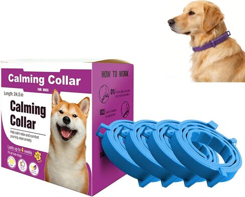 Calming Collar for Dogs, Dog Collar 60-Day Adjustable Calming Collars for Small Medium Large Dogs, 24.5 Inch Comfort Fit Collar 4PCS (Purple) in Kuwait