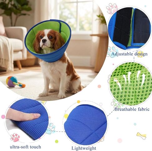 Soft Dog Cone Collar, Comfortable Elizabethan Collar for Dogs After Surgery to Stop Licking, Adjustable Pet Recovery Protective Cone in Kuwait