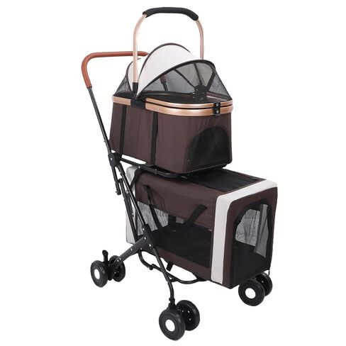 Double Pet Stroller, Lightweight Detachable Foldable 4 Wheels Pet Strolling Cart Travel Carrier for Cat Dog in Kuwait
