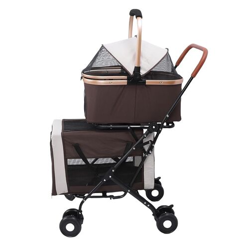 Double Pet Stroller, Lightweight Detachable Foldable 4 Wheels Pet Strolling Cart Travel Carrier for Cat Dog in Kuwait