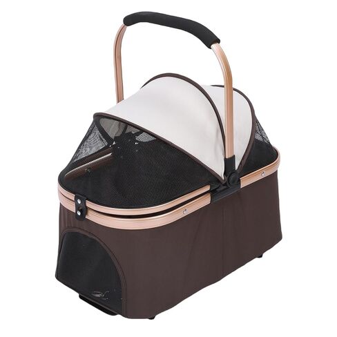 Two Tier Pet Stroller, Lightweight Detachable Foldable 4 Wheels Cat Dog Stroller Grocery Camping Gear Carrier for Cat Dog, and Everyday Shopping Items in Kuwait