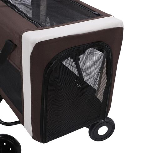 Two Tier Pet Stroller, Lightweight Detachable Foldable 4 Wheels Cat Dog Stroller Grocery Camping Gear Carrier for Cat Dog, and Everyday Shopping Items in Kuwait
