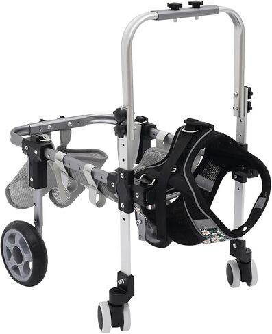 Black Cat Wheelchair Adjustable 2 Wheels Cat Wheelchair for Back Legs,Light Weight Pet Mobility Cart for Medium Cat,Applicable Dog Weight 9.98-12.52kg/22-27.6 lbs (Large B) in Saudi Arabia