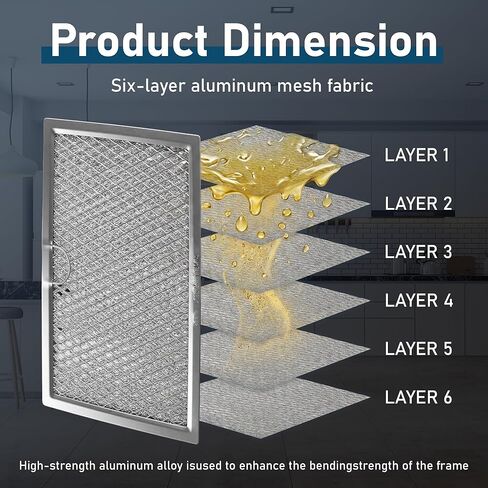 Upgraded ten-layer aluminum mesh Microwave Grease Filter for Frigidaire FFMV1745TWA FFMV1745TSA FFMV1745TWA FFMV1745TFA FFMV1645TWA FFMV1645TSA FFMV1645TWA by TOMOON(2 Pack) in Kuwait