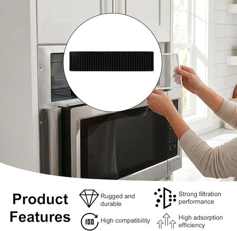 مجموعة استبدال الميكروويف 3 قطع لجهاز LG LMV2031ST/LMV2031BD/ LMHM2237ST/LMH2235ST والمزيد، تتضمن 2 فلتر شحم تحت فتحة التهوية وفلتر فحم واحد متوافق مع 5230W1A012B و5230W1A003A in Kuwait
