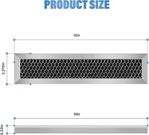 2Pcs Microwave Charcoal Filter Replacement for GE JX81L WB02X11550, Microwave Filter Replacement 10" x 2.375" Air Carbon Filter in Kuwait