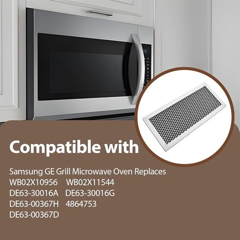 فلتر فحم الميكروويف متوافق مع فرن الميكروويف GE Grill من سامسونج يستبدل WB02X10956، WB02X11544، DE63-30016A، DE63-30016G، DE63-00367H، 4864753، DE63-00367D (عبوتان) in Kuwait