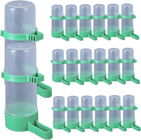 20Pcs Bird Water Dispenser, Large Capacity Automatic Bird Water Feeder, Multifunctional Plastic Cage Accessory Drinker Bottle for Parakeet Lovebirds Canary in Kuwait
