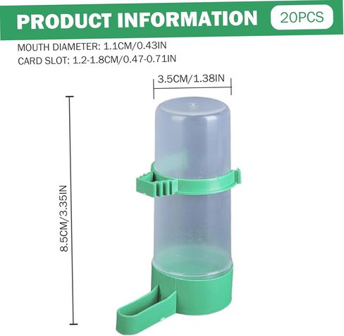 20Pcs Bird Water Dispenser, Large Capacity Automatic Bird Water Feeder, Multifunctional Plastic Cage Accessory Drinker Bottle for Parakeet Lovebirds Canary in Kuwait