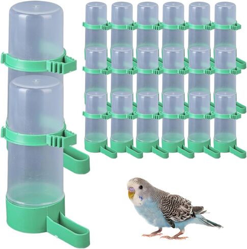 20Pcs Bird Water Dispenser, Large Capacity Automatic Bird Water Feeder, Multifunctional Plastic Cage Accessory Drinker Bottle for Parakeet Lovebirds Canary in Kuwait