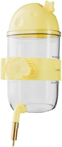 Bird Bath Automatic Drinking Dispenser Water Dispenser Feeding Tool Hanging Bottle Container 400ml Made of PP Metal for Parrots Ny, Yellow in Kuwait