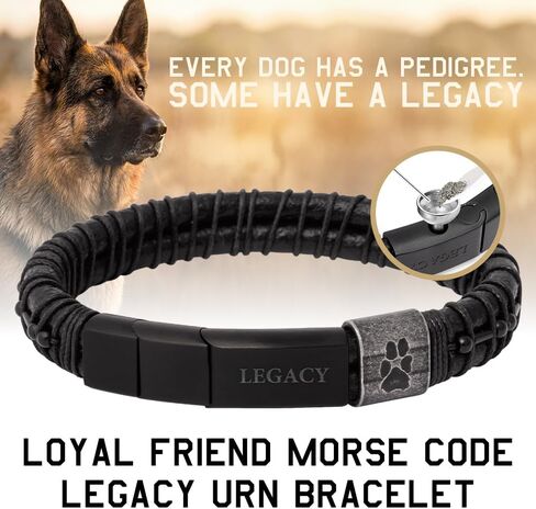 سوار جلدي للرجال من شركة Hero Company - سوار تذكاري للكلاب "Loyal Friend Morse Code" لعيد الأب - يساعد على إقران المحاربين القدامى بالخدمة in Kuwait