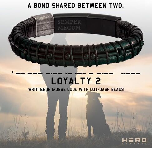 سوار جلدي للرجال من شركة Hero Company - سوار تذكاري للكلاب "Loyal Friend Morse Code" لعيد الأب - يساعد على إقران المحاربين القدامى بالخدمة in Kuwait