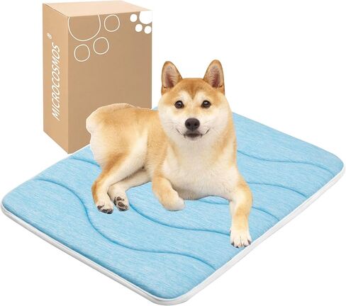 MICROCOSMOS 0.8" Thick Cooling Dog Foam Pad & Summer Pet Sleeping Mat, Machine Washable, Materials Safe, Portable Flat Pet Bed for Dogs.(Sky Blue, 24" x 18") in Kuwait