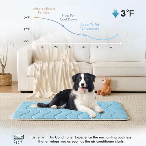 MICROCOSMOS 0.8" Thick Cooling Dog Foam Pad & Summer Pet Sleeping Mat, Machine Washable, Materials Safe, Portable Flat Pet Bed for Dogs.(Sky Blue, 24" x 18") in Kuwait
