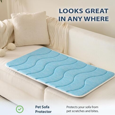MICROCOSMOS 0.8" Thick Cooling Dog Foam Pad & Summer Pet Sleeping Mat, Machine Washable, Materials Safe, Portable Flat Pet Bed for Dogs.(Sky Blue, 24" x 18") in Kuwait