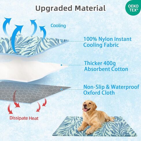 Dog Cooling Mat Extra Large, Q-Max>0.5 Double-Sided Thickened Breathable Cooling Pet Pad for Dogs Cats, 48*28in Washable&Portable Outdoor Dog Bed Kennel Waterproof Bottom for Sofa Crate Playpen Indoor in Kuwait