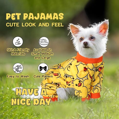Dog Pajamas Soft Lightweight Dog Onesies Outfit Clothes for Small Medium Large Puppy Pjs for Pet Boys Girls Dogs Cats (XL (Back: 14",Chest: 19.5", Neck: 11.5"), Duck) in Kuwait