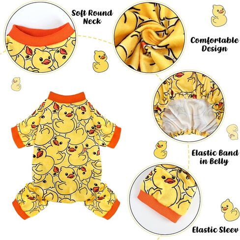 Dog Pajamas Soft Lightweight Dog Onesies Outfit Clothes for Small Medium Large Puppy Pjs for Pet Boys Girls Dogs Cats (XL (Back: 14",Chest: 19.5", Neck: 11.5"), Duck) in Kuwait