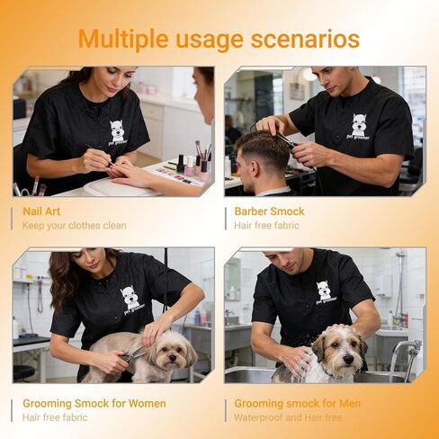 Gliitatu الكلب الحيوانات الأليفة الاستمالة سموك للنساء الرجال Groomer Smock الحلاق الستر تصفيف الشعر المصمم المئزر in Kuwait
