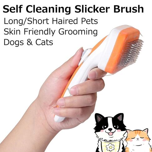 Outtag Self Cleaning Shedding Brush for Dogs, Cats, and Puppies, Deshedding and Hair Removal, Skin Friendly Grooming Tool for Long and Short Haired Pets in Kuwait