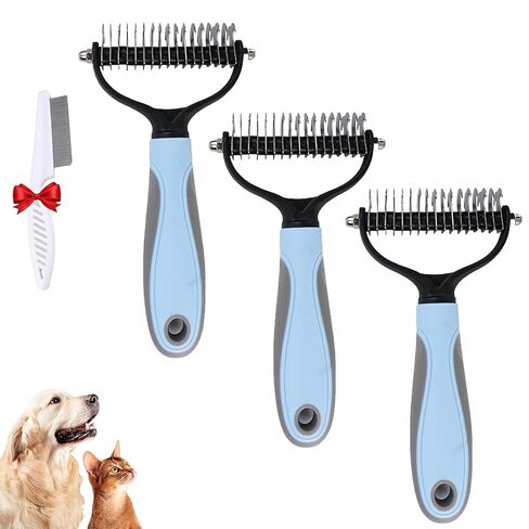 Vivanchor Pet Pro, Pet Knotter Dog Grooming, Deshedding Dog Brush Removes Tangles Knots and Loose Fur, Double Sided Pets Shedding Brush, Dematting Comb for Dogs and Cats (2PcsBlue+Pink) in Saudi Arabia