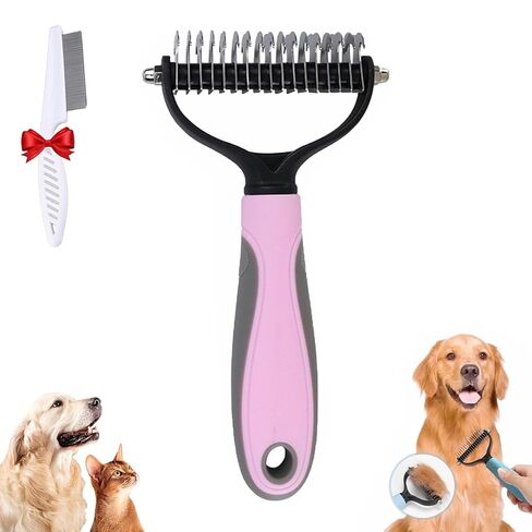 Vivanchor Pet Pro, Pet Knotter Dog Grooming, Deshedding Dog Brush Removes Tangles Knots and Loose Fur, Double Sided Pets Shedding Brush, Dematting Comb for Dogs and Cats (2PcsBlue+Pink) in Saudi Arabia