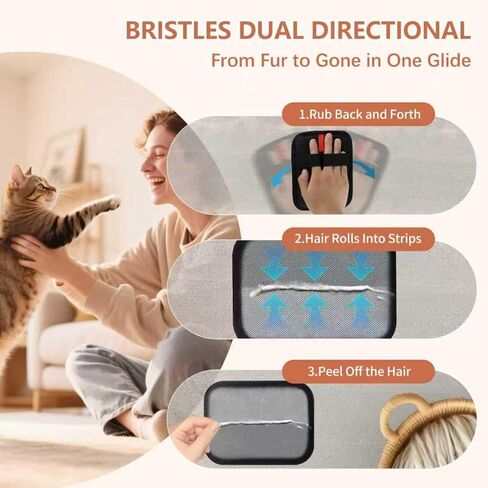2 Pcs Pet Hair Removal Glove - Upgraded Electrostatic Pet Hair Remover Gloves for Cats & Dogs, Reusable & Washable Magic Brush Pet Hair Removal Tool (Black, L) in Kuwait