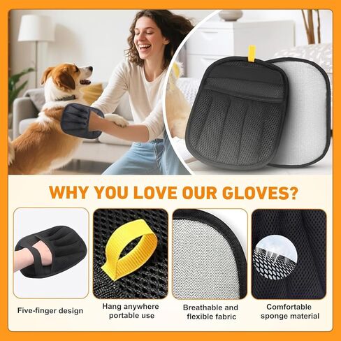 Pet Hair Removal Glove, Pet Hair Remover Gloves for Cats & Dogs Hair Remover, Magic Brush Pet Hair Removal Tool for Furniture, Couch, Car Seats, Clothing(2Pcs) in Saudi Arabia