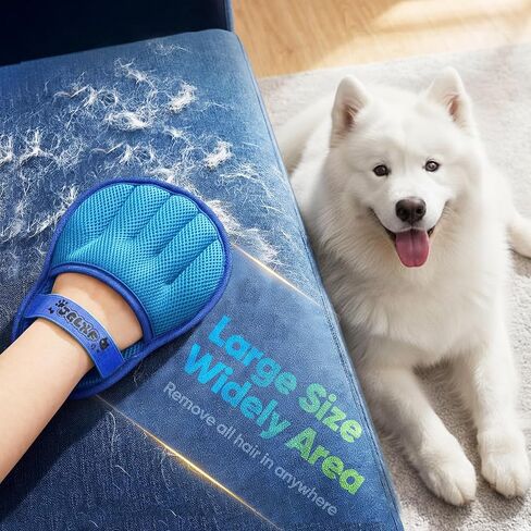 Upgraded Pet Hair Removal Glove for Dogs & Cats, Electrostatic Five-Finger Hair Remover for Furniture, Couch, Carpet, Clothing& Car Seat, 1Pcs Reusable Magic Brush Pet Hair Remover Tool (Blue) in Saudi Arabia