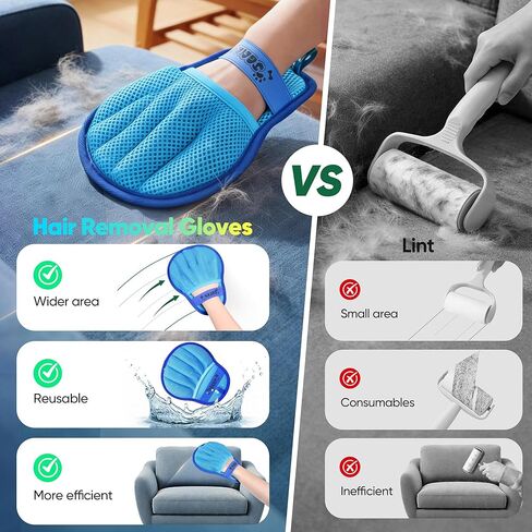 Upgraded Pet Hair Removal Glove for Dogs & Cats, Electrostatic Five-Finger Hair Remover for Furniture, Couch, Carpet, Clothing& Car Seat, 1Pcs Reusable Magic Brush Pet Hair Remover Tool (Blue) in Saudi Arabia