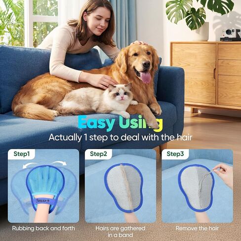 Upgraded Pet Hair Removal Glove for Dogs & Cats, Electrostatic Five-Finger Hair Remover for Furniture, Couch, Carpet, Clothing& Car Seat, 1Pcs Reusable Magic Brush Pet Hair Remover Tool (Blue) in Saudi Arabia