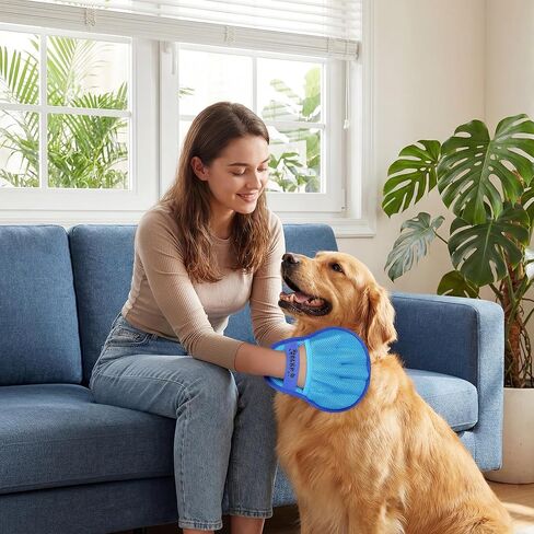 Upgraded Pet Hair Removal Glove for Dogs & Cats, Electrostatic Five-Finger Hair Remover for Furniture, Couch, Carpet, Clothing& Car Seat, 1Pcs Reusable Magic Brush Pet Hair Remover Tool (Blue) in Saudi Arabia