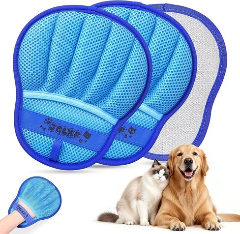 Upgraded Pet Hair Removal Glove for Dogs & Cats, Electrostatic Five-Finger Hair Remover for Furniture, Couch, Carpet, Clothing& Car Seat, 1Pcs Reusable Magic Brush Pet Hair Remover Tool (Blue) in Saudi Arabia