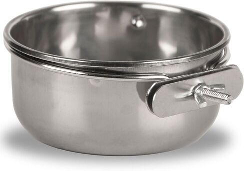 Jeffers Pet Stainless Steel Coop Kennel Cup with Screw On Clamp, 20 Oz – Durable, Rust Resistant Hangable Water & Food Feeder for Kennels, Coops & Cages - Chickens, Duck, Rabbits, Small Animals in Kuwait