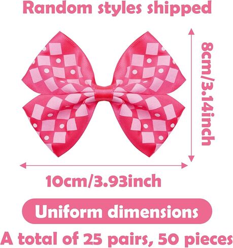 50PCS/25Paris Big Dog Hair Bows with Rubber Band Random Mix Pattern for Large XL Breed Pink Purple Bowknot Topknot Girl Female Grooming Hair Accessories（Random） in Kuwait