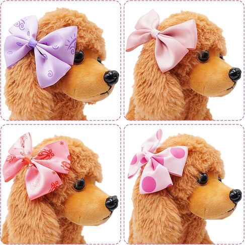 50PCS/25Paris Big Dog Hair Bows with Rubber Band Random Mix Pattern for Large XL Breed Pink Purple Bowknot Topknot Girl Female Grooming Hair Accessories（Random） in Kuwait