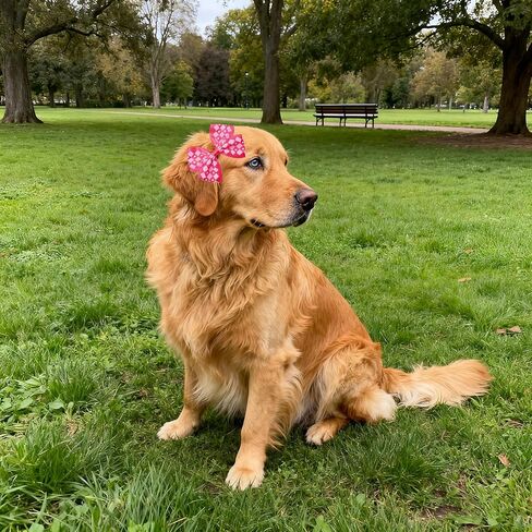 50PCS/25Paris Big Dog Hair Bows with Rubber Band Random Mix Pattern for Large XL Breed Pink Purple Bowknot Topknot Girl Female Grooming Hair Accessories（Random） in Kuwait
