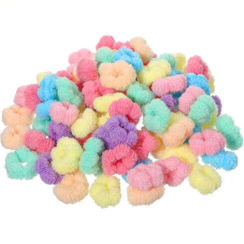 100Pcs Candy Colour Small Dogs Hair Tie Scrunchies, Comfortable Mini Small Elastic Hair Ties No Damage Hairs Hairbands with Storage Box Nylon Seamless Hairs Bands for Yorkie, Cats, Pets Grooming in Kuwait