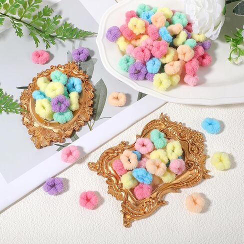 100Pcs Candy Colour Small Dogs Hair Tie Scrunchies, Comfortable Mini Small Elastic Hair Ties No Damage Hairs Hairbands with Storage Box Nylon Seamless Hairs Bands for Yorkie, Cats, Pets Grooming in Kuwait