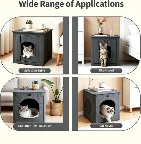 KAMABOKO Outdoor Cat House Weatherproof - Premium Resin Cat Shelter for Outdoor/Indoor Cats, Spacious Feral Cat House with Easy Assembly, Stylish Design for Garden, Patio & Backyard，Black in Kuwait