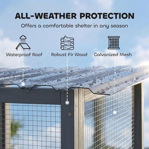 PawHut Catio Outdoor Cat Enclosure, 77" H Wooden Cat House with Weatherproof Roof, Platforms and Scratching Post, Large Catio for 2-3 Indoor Outdoor Kittens, 74" x 23" x 77", Light Gray in Kuwait