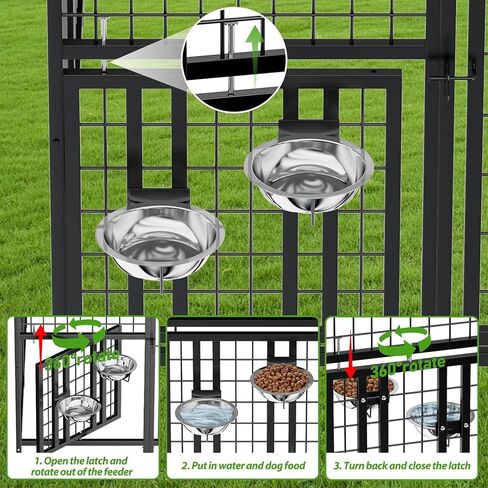 Outdoor Dog Kennel with Rotating Feeding Door, Stainless Bowls and Upgraded Polyester Roof 4 X 4 X 4.25-FT in Saudi Arabia