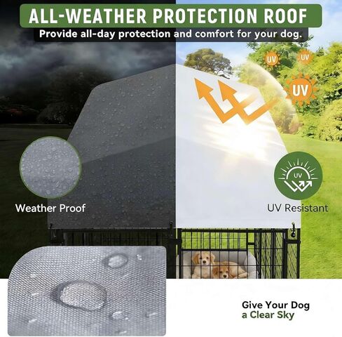 Outdoor Dog Kennel with Rotating Feeding Door, Stainless Bowls and Upgraded Polyester Roof 4 X 4 X 4.25-FT in Saudi Arabia