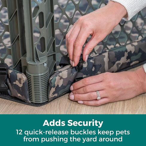 MyPet Petyard Protect Bundle: Freestanding 6-Panel Hunter Green Yard with Lockable Pet Door and Camo SecureMat for Pets, Indoor/Outdoor Portable Dog Pen in Saudi Arabia