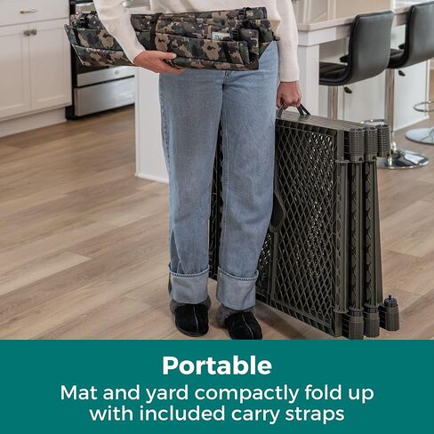 MyPet Petyard Protect Bundle: Freestanding 6-Panel Hunter Green Yard with Lockable Pet Door and Camo SecureMat for Pets, Indoor/Outdoor Portable Dog Pen in Saudi Arabia