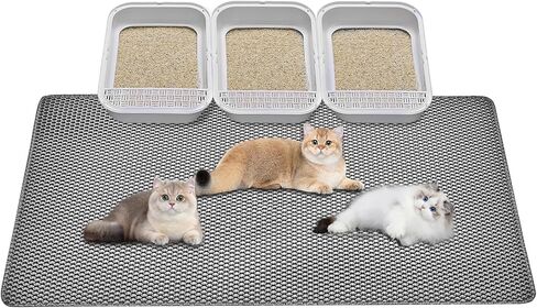 Cat Litter Mat,Extra Large 46"x26",Honeycomb Dual-Layer Design – Traps Litter Effectively, Waterproof & Urine Proof, Non-Slip, No BPA/Phthalate, Washable & Easy Clean in Kuwait