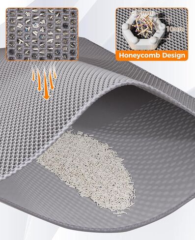 Cat Litter Mat,Extra Large 46"x26",Honeycomb Dual-Layer Design – Traps Litter Effectively, Waterproof & Urine Proof, Non-Slip, No BPA/Phthalate, Washable & Easy Clean in Kuwait