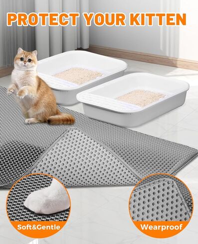 Cat Litter Mat,Extra Large 46"x26",Honeycomb Dual-Layer Design – Traps Litter Effectively, Waterproof & Urine Proof, Non-Slip, No BPA/Phthalate, Washable & Easy Clean in Saudi Arabia
